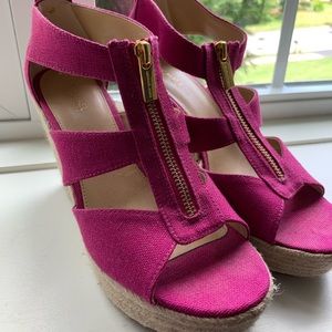 Michael Kors Hot Pink Wedges (7.5)